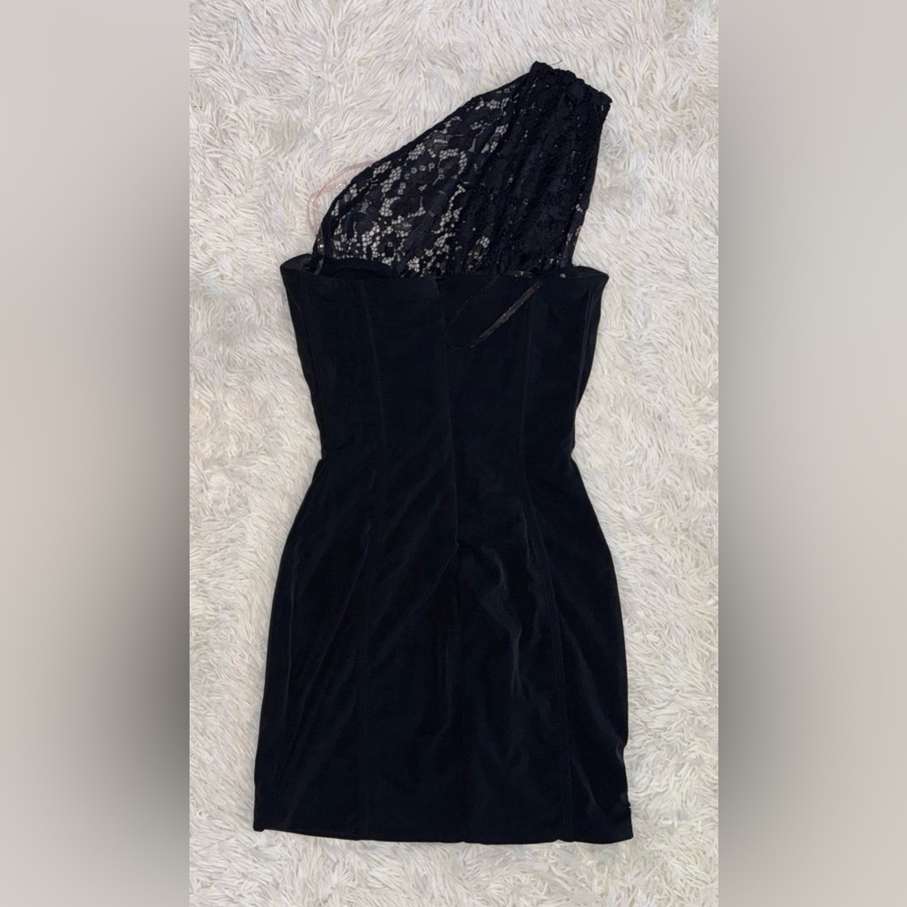 NWOT HOUSE OF CB Lily Black Lace Corset One Shoulder Mini Dress sz S - Picture 7 of 9